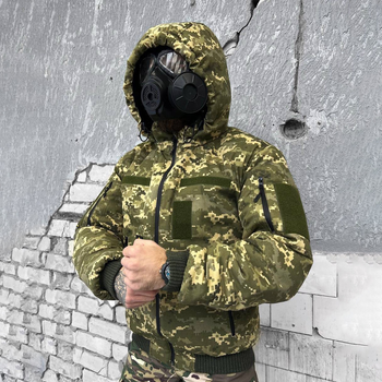 Мужская зимняя куртка "Logos-Tac" с мехом шиншиллы / Теплая верхняя одежда Rip-Stop пиксель размер XL
