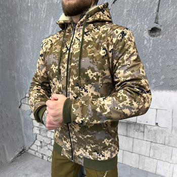 Мужская зимняя куртка Softshell с меховой подкладкой / Бушлат пиксель размер XL