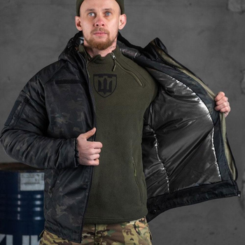 Мужская зимняя куртка с подкладкой OMNI-HEAT на силиконе черный мультикам размер L
