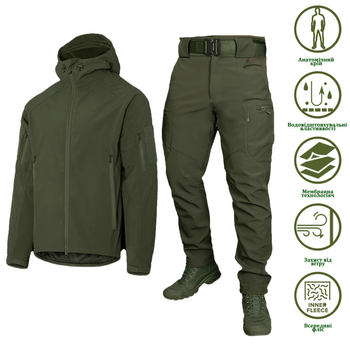 Чоловічий костюм Куртка + Штани SoftShell на флісі / Демісезонний Комплект Stalker 2.0 олива розмір S