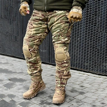 Мужские зимние брюки с наколенниками / Штаны Rip-stop мультикам размер M