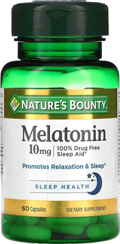 Мелатонін Nature's Bounty Melatonin 10 мг, 60 капсул (74312194917)
