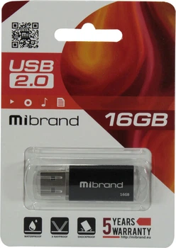 Флешка (USB) 16GB (Mibrand) Cougar Black MI2.0/CU16P1B