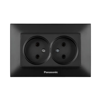 Розетка двойная без заземления Panasonic Arkedia Slim черная (WNTC0204-2BL)