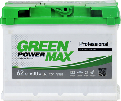 АКБ 62-А/Ч (Green Power Max) (R+) 600A