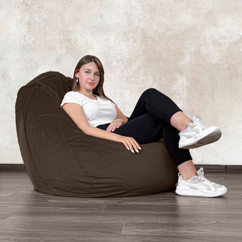 Крісло мішок груша Овал Coolki Велюр антикіготь XXXL 140x100 темно-коричневий