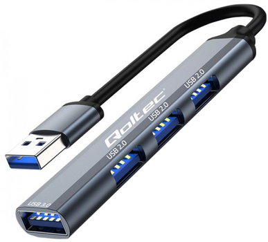 USB Hub Qoltec Hub Adapter 4 in 1 USB 2.0 USB 3.0 Grey