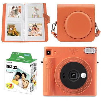 Подарунковий набір камера миттєвого друку Fujifilm Instax Square SQ1 Terracotta Orange / Чохол помаранчевий / Фотоальбом (80 фото) / Фотопапір (20 знімків)
