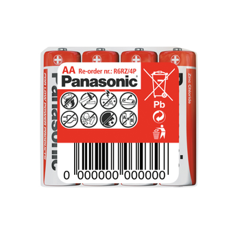 Батарейки вугільно-цинкові Panasonic AA 4 шт. PNR06-4FOLIA (5410853034872)