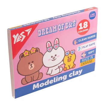 Пластилин YES, 18 цветов, 360г «Line Friends» 540679