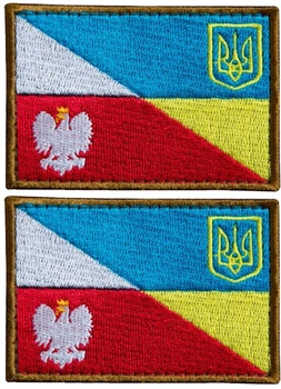 Шеврон нашивка на липучке IDEIA флаг Украины и Польши вышитый патч 5 х 8 см 2 шт (2200004295510)