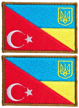 Шеврон нашивка на липучке IDEIA флаг Украины и Турции вышитый патч 5 х 8 см 2 шт (2200004278452)