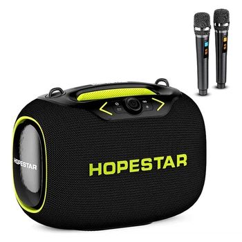Беспроводная портативная Bluetooth колонка с 2 микрофоном Hopestar PARTYBOX Караоке |BT5.3/USB/AUX/TF, 120 Вт, TWS, 8h|Черный