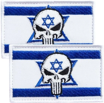 Набор шевронов с липучкой IDEIA Punisher Череп Каратель / Флаг Израиля вышитый патч 5х8 см 2 шт (4820182655678)