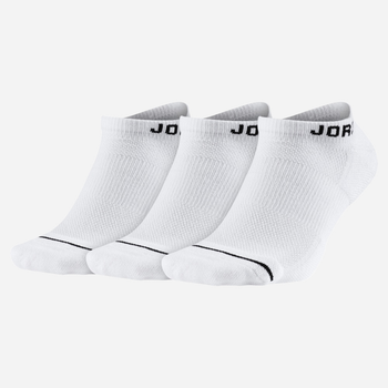 Zestaw męskich skarpet Nike Jordan Brand Jumpman No-Show 3-Pack "White" SX5546-100 M 3 par Biały (659658604308)