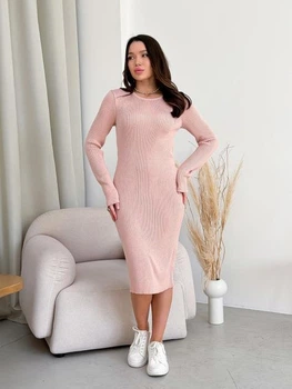 Платье вязаное миди осеннее женское ARTKNIT Verity S-M Персиковое (4823093455481)