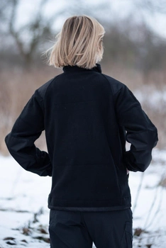 Женская флисовая кофта с липучками под шевроны / Плотная флиска полар черный цвет XL