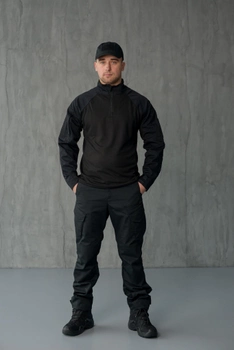 Мужской костюм 3в1 "Black" Rip-Stop / Форма убакс + штаны Kayman + бейсболка черный цвет с липучками под шевроны 50