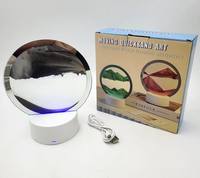 Настольная LED лампа ночник RGB песочные часы Картина подвижный песок USB светильник UKC 3D Sandscape черный