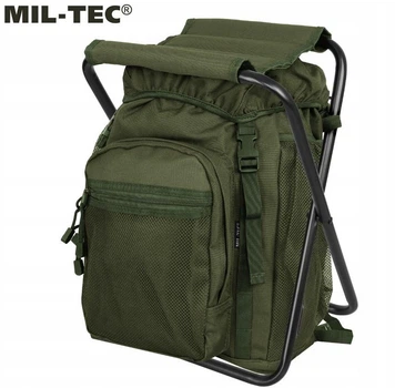 Крісло-рюкзак складне Mil-Tec 20Л Олива ANSITZRUCKSACK M.HOCKER OLIV (14059001-20)