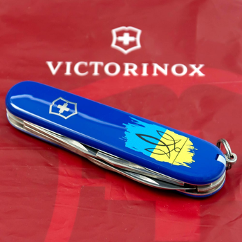 Складной нож Victorinox SPARTAN UKRAINE Трезубец фигурный на фоне флага 1.3603.2_T1026u