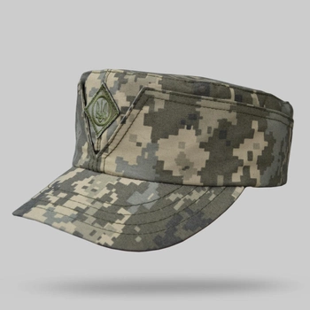 Кепка мазепинка пиксель ВСУ с кокардой, кепка армейская уставная пиксель, кепка ЗСУ 62