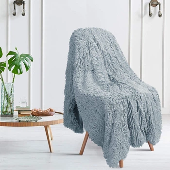 Плед Євро Colorful Home "Травка" 220 х 240 см (40519) Сіро-блакитний