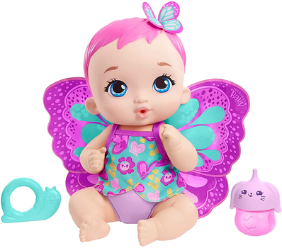 Lalka bobas Mattel My Garden Baby Feed and change Różowe skrzydełka 34 cm (0887961977745)