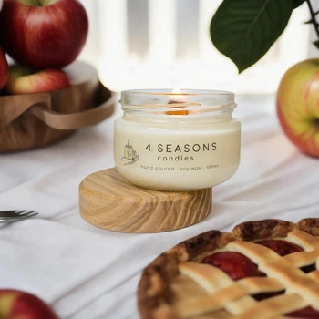 Соевая ароматическая свеча Hot Apple Pie, 100 мл, хлопковый фитиль, ручная работа, 21ч