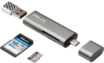 Czytnik kart USB PNY Technologies USB-C Card Reader / USB-A Adapter (R-TC-UA-3N1E01-RB)