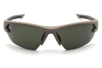 Очки защитные открытые Venture Gear Tactical Semtex 2.0 Tan (forest gray) Anti-Fog, чёрно-зелёные в песочной оправе