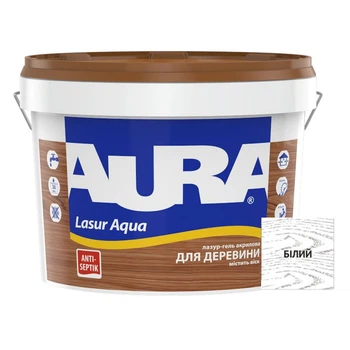 Лазурь для дерева Aura Lasur Aqua шелковисто-матовая Белая 2.5 л