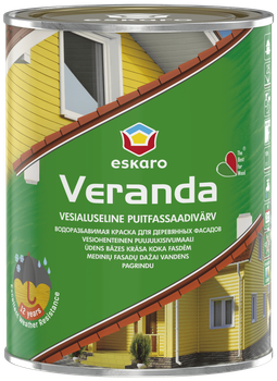 Краска для деревянных фасадов Eskaro Veranda полуматовая Белая TR 0.9 л
