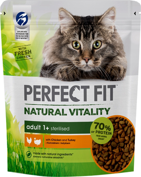 Sucha karma dla kota Perfect Fit Natural Vitality 1+ z kurczakiem i indykiem 650 g (4008429136160)