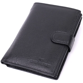 Большой мужской кожаный бумажник ST Leather с вертикальным форматом для карт и монетницей черного цвета (bg224fash91)