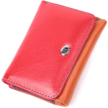 Яркий вертикальный кошелек для девушек из натуральной кожи ST Leather Разноцветный с магнитной застежкой для карт (bg224fash98)