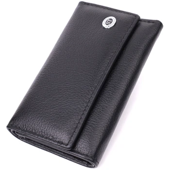Вместительная ключница из натуральной кожи ST Leather черного цвета (bg224fash77)