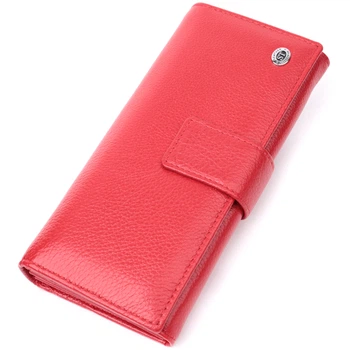 Женский вертикальный кошелек из натуральной кожи с монетницей ST Leather Красный (bg225fash49)