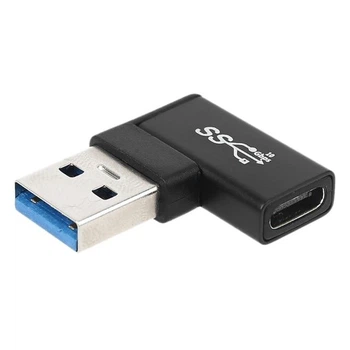 Переходник угловой USB Male - Type-С 3.1 Female 10Gbps eXpert Type-8 Black (металл) (A-48645)