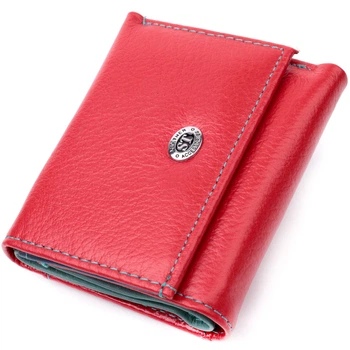 Яркий средний кошелек для женщин с монетницей из натуральной кожи ST Leather Красный (bg195fash02)