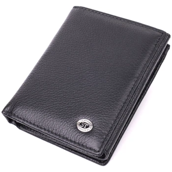 Бумажник вертикального формата из натуральной кожи ST Leather Wallet 22474 Черный