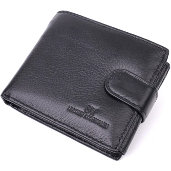 Чоловічий горизонтальний гаманець із натуральної шкіри ST Leather із монетницею Чорний (bg224fash55)