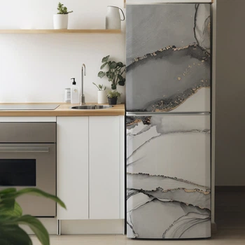 Самоклеюча вінілова наклейка на холодильник Decor-oboi Сірий Мармур 65*185 см