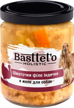 Вологий корм для собак Basttet`o Holistic Шматочки філе індички в желе 500 г (4820185493307)