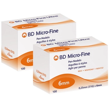 Иглы для инсулиновых ручек "BD Micro-Fine Plus" 6 мм (31G x 0,25 мм), 200 шт.