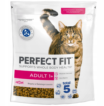 Sucha karma dla kota Perfect Fit Adult 1+ z łososiem 750 g (4008429088193)