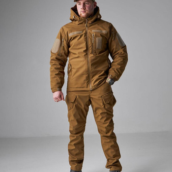 Зимовий Костюм Soft Shell на Omni-Heat з капюшоном / Чоловіча Форма Куртка + Штани койот розмір 4XL