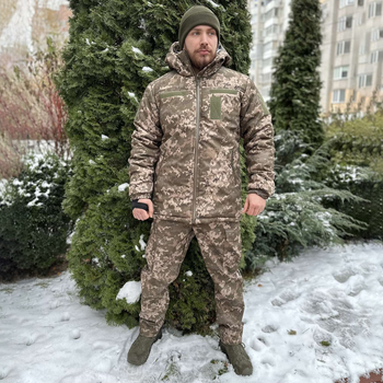 Мужской зимний костюм куртка + брюки Soft Shell с подкладкой Omni-Heat пиксель размер 3XL