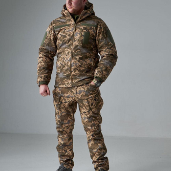 Зимовий Костюм Soft Shell на Omni-Heat з капюшоном / Чоловіча Форма Куртка + Штани піксель розмір XL