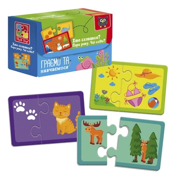 Пазлы для малышей Времена года Чьи следы? Кто спрятался? укр Vladi Toys (VT5003-04) (221870)